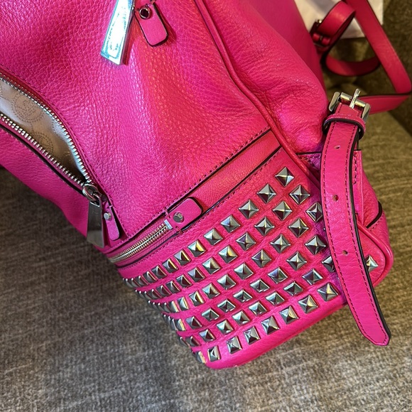 💖 Michael Kors Rhea Zip Large Studded Leather Backpack - Raspberry 💖 - Picture 8 of 9